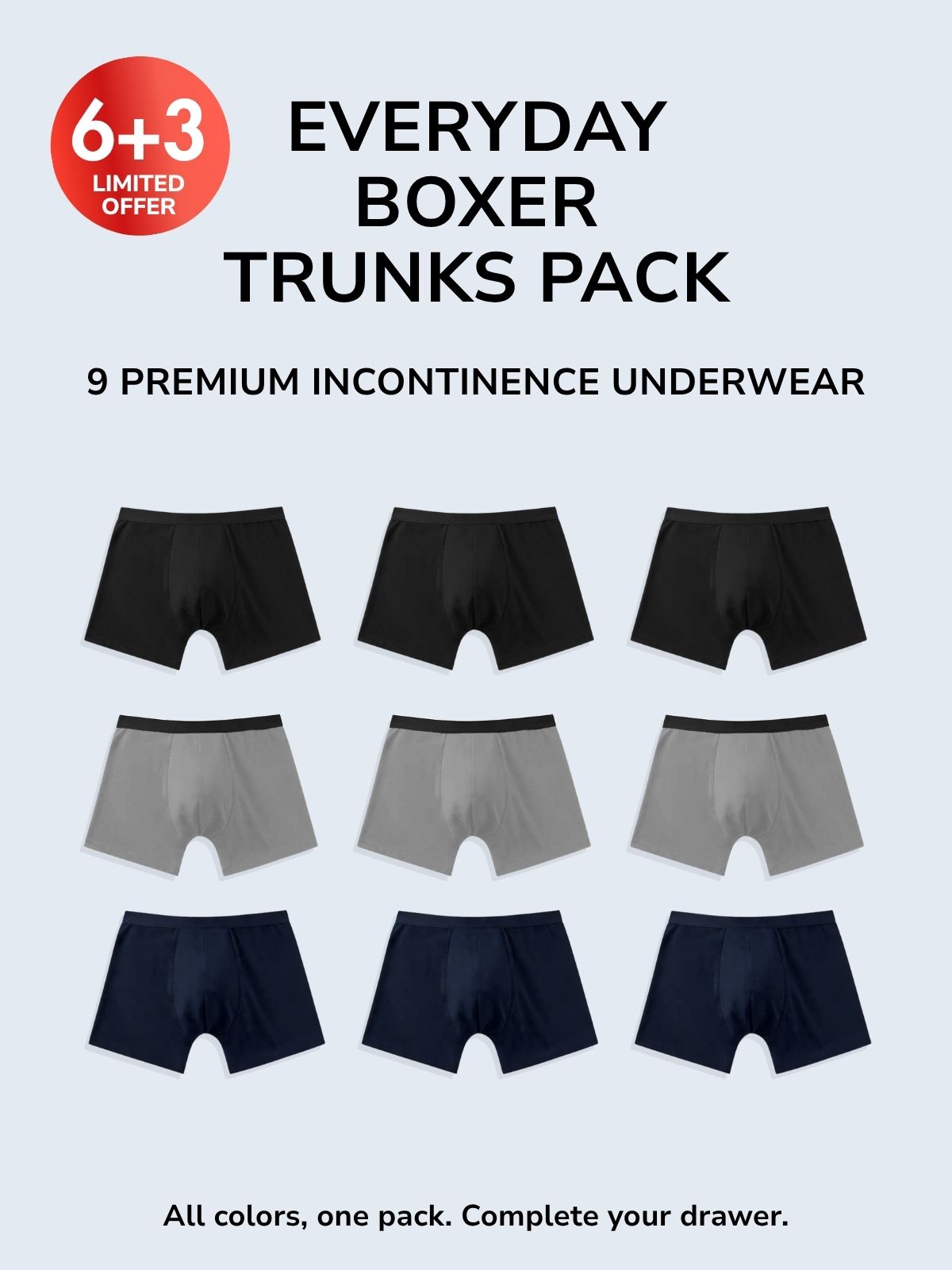Everyday Boxer Trunks Pack (6+3 FREE)